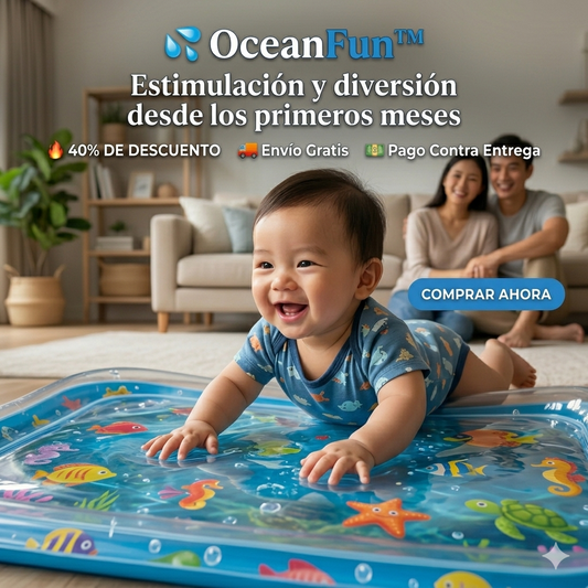 🐠💦 OceanFun™ | Tapete Juego Sensorial de Agua para Bebés