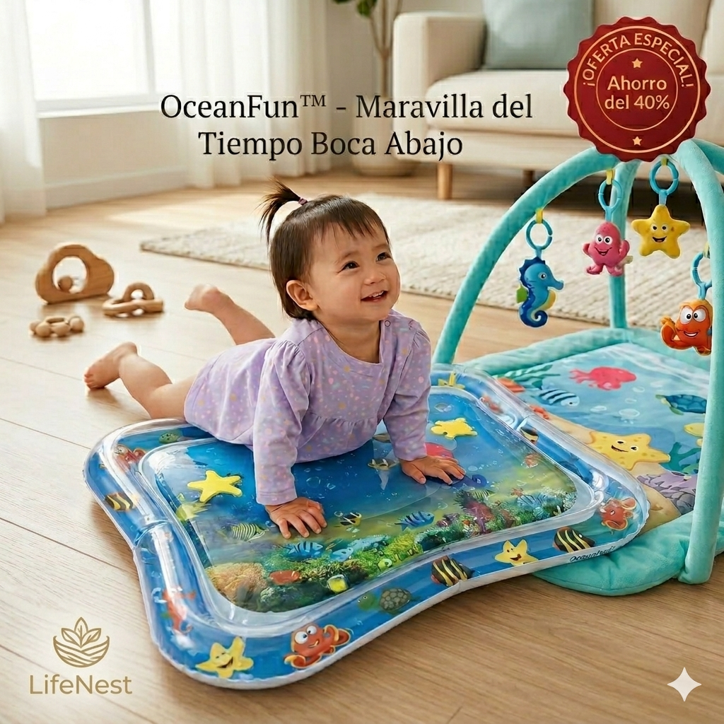 🐠💦 OceanFun™ | Tapete Juego Sensorial de Agua para Bebés