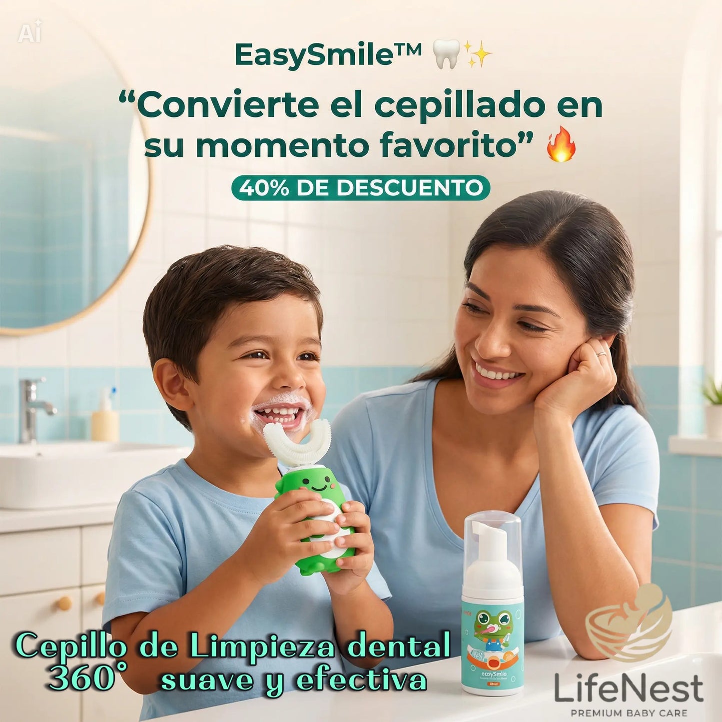 🦷 EasySmile™ Cepillo Dental eléctrico 360° Para Niños